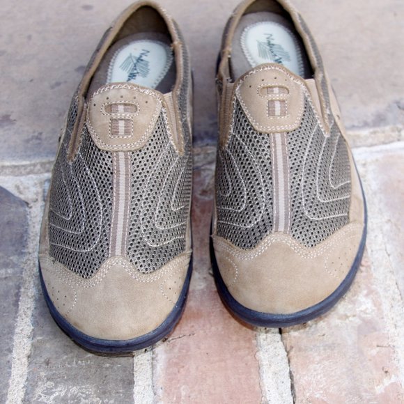 Nature Walk Reflex Tan Brown Leather Mesh Slip On Mule Comfort Shoes Size 9 - Picture 2 of 8